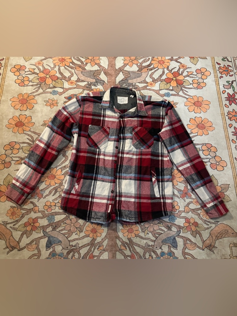 Red Plaid Jean-Style Jacket